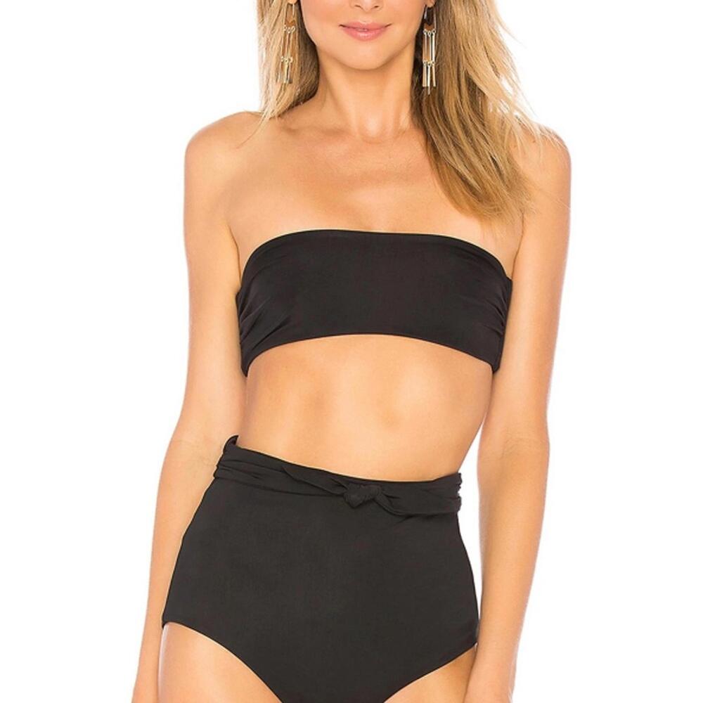 MARA HOFFMAN Two-Piece Bikini Set Black Sz XS Chic Tie Detail & Bandeau Top